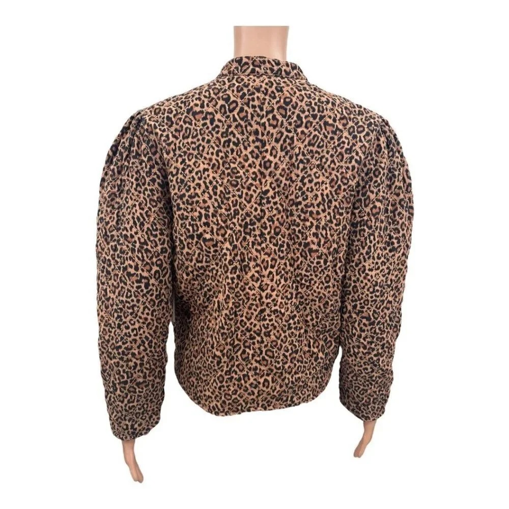 Something Navy Leopard Black Reversible Quilted Jacket NWT - Picture 7 of 14